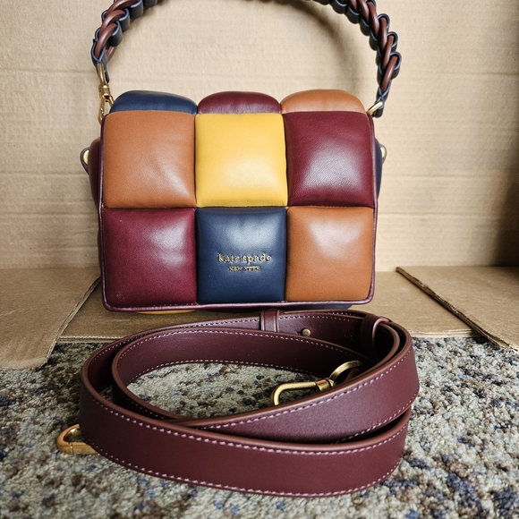 Kate Spade Dark Merlot Multicolor Quilted Leather Boxxy Bag - Picture 2 of 11